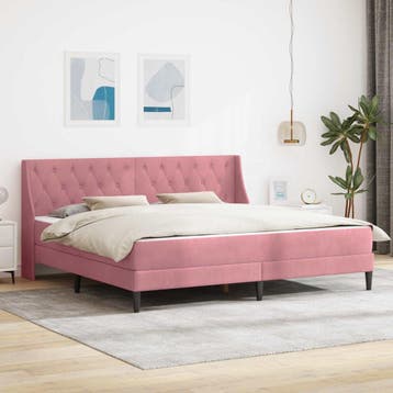 vidaXL Bedframe met matras Roze 200 x 200 cm fluweel, Verzenden, Nieuw, Tweepersoons, Stof