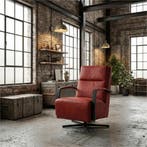 Leren draaifauteuil Award - Kenia Burgundy (rood) -, Nieuw, Ophalen of Verzenden, 50 tot 75 cm, Industrieel, Modern