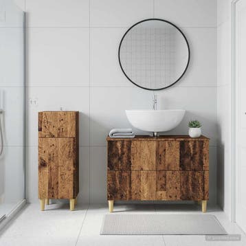 vidaXL 2-delige Badkamerkast Set DELFT Oud hout Bewerkt hout, Verzenden, Nieuw