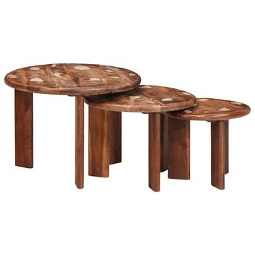 vidaXL Nest Koffietafels 3 st Multikleur Ø 54 x 40 cm, Huis en Inrichting, Tafels | Salontafels, Verzenden, Nieuw, Overige houtsoorten