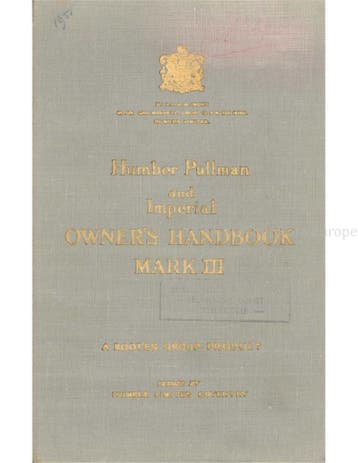 1951 HUMBER PULLMAN | IMPERIAL MARK III INSTRUCTIEBOEKJE