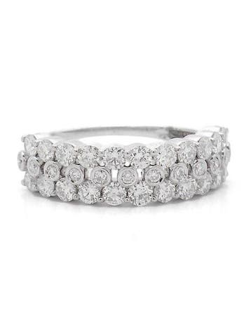 Statement ring - 14 karaat Witgoud - 1.14ct. tw. Diamant
