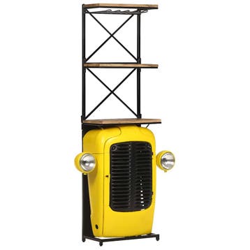 vidaXL Wijnkast tractor 49x31x172 cm massief mangohout geel, Verzenden, Nieuw