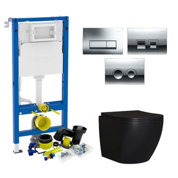 Geberit UP100 Mat Zwarte Toiletset set65 Mudo Randloos, Ophalen of Verzenden, Nieuw, Overige typen