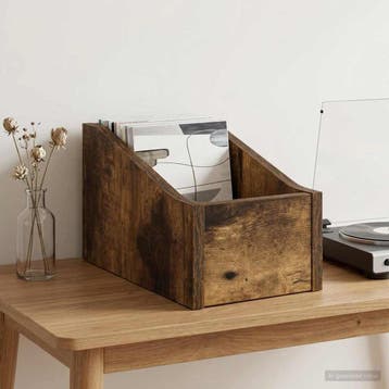 vidaXL LP Recorddoos Gerookt eiken 18 x 32 x 18 cm Bewerkt, Verzenden, Nieuw