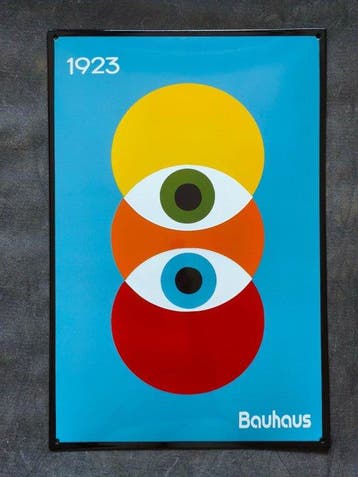 Bauhaus - enamel sign BAUHAUS eye doble Emailschild Emaille, Antiek en Kunst