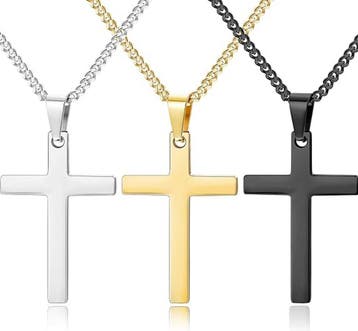 Ketting met kruis groot goud, zilver of zwart, Verzenden, Zwart, Nieuw, Overige materialen
