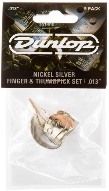 Jim Dunlop RVS vingerplectrum + duimplectrum  0.013 - 5-pack, Ophalen of Verzenden, Nieuw, Banjo