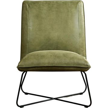 Leren fauteuil Less - Kenia Olive (olijf), Industrieel, Modern, Scandinavisch, Nieuw, Ophalen of Verzenden, 50 tot 75 cm