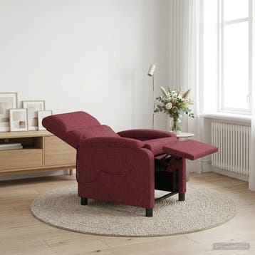 vidaXL Massage Recliner Wijnrood Stof, Verzenden, Nieuw