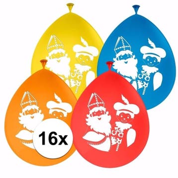 16x Sinterklaas decoratie ballonnen - Sinterklaas versiering, Ophalen of Verzenden, Nieuw