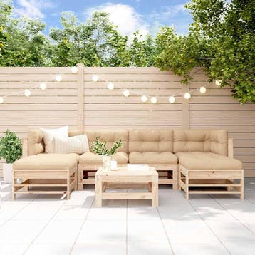 vidaXL 7-delige Loungeset massief grenenhout, Verzenden, Nieuw, 7 zitplaatsen, Loungeset
