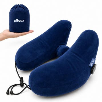 Premium Nomi Reiskussen - opblaasbaar met draagtas - 2e kans, Blauw, Hoofdkussen, Ophalen of Verzenden, Zo goed als nieuw