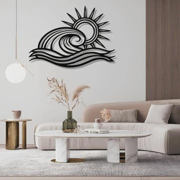 Metalen Golf & Zon Muursculptuur - Oceaan Decoratie voor Bea, Verzenden, Nieuw
