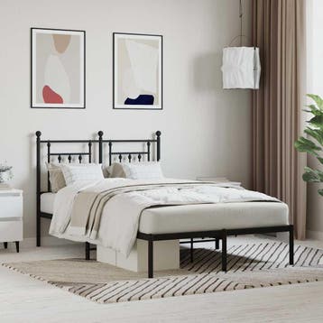 vidaXL Bedframe met hoofdbord metaal zwart 120x200 cm, Verzenden, Zwart, Nieuw, Twijfelaar