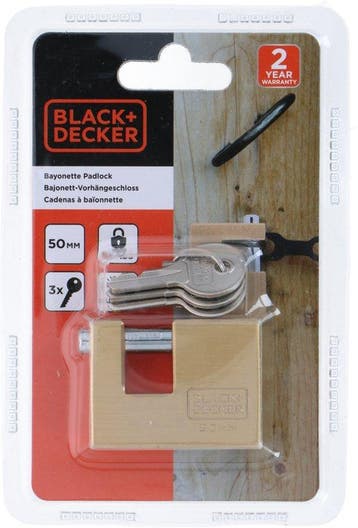2dekans | BLACK+DECKER Hangslot - 50mm - Incl. 3 Sleutels -, Ophalen of Verzenden, Zo goed als nieuw