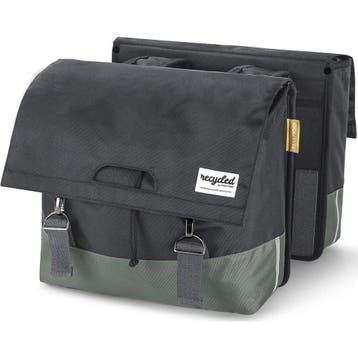 URBAN PROOF Dubbele Fietstas 40 liter recycled groen grijs, Verzenden, Nieuw