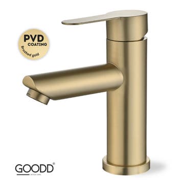 Wastafelkraan - Mengkraan - Goud - Brushed Gold - Rvs, Ophalen of Verzenden, Nieuw, Rvs, Kraan