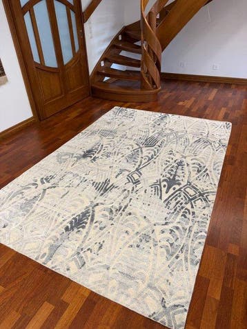 Uniek nieuw Indiase moderne vloerkleed met zijde - Tapijt -, Nieuw