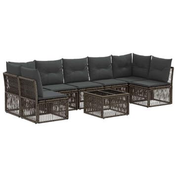 vidaXL Tuinbankenset 8 pcs Grijs poly rattan, Verzenden, Nieuw, 8 zitplaatsen