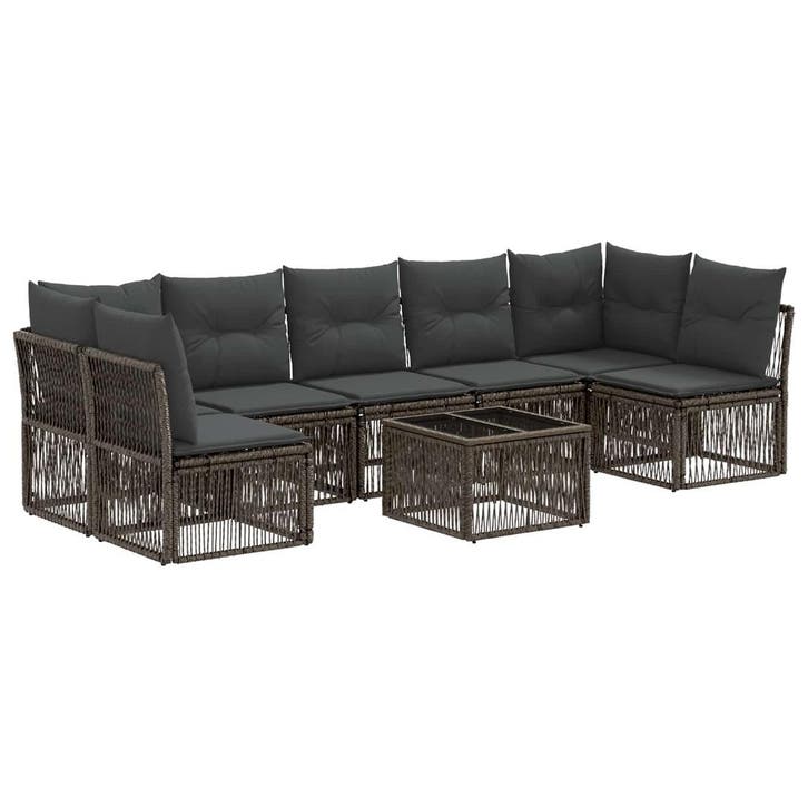 vidaXL Tuinbankenset 8 pcs Grijs poly rattan, Tuin en Terras, Tuinsets en Loungesets, Nieuw, 8 zitplaatsen, Verzenden