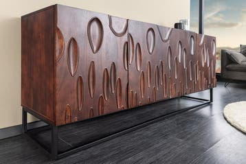 Massief dressoir DUNE 175cm walnootbruin acaciahout 3D, Ophalen of Verzenden, Nieuw