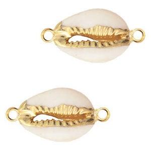 Schelp kralen tussenstuk specials Kauri Cream beige-gold..., Ophalen of Verzenden, Nieuw, Tussenstuk of Tussenkraal