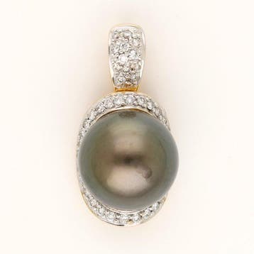 Hanger - 14 karaat Geel goud Diamant (Natuurlijk) - Parel