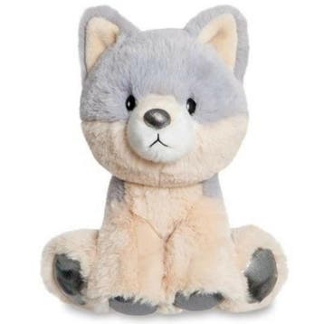 Pluche wolf knuffel - grijs/wit - 20 cm - bosdieren, Verzenden, Nieuw