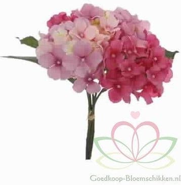 Hortensia Hydrangea Boeketje Pink Zijdenbloem 5 stuks, Ophalen of Verzenden, Nieuw