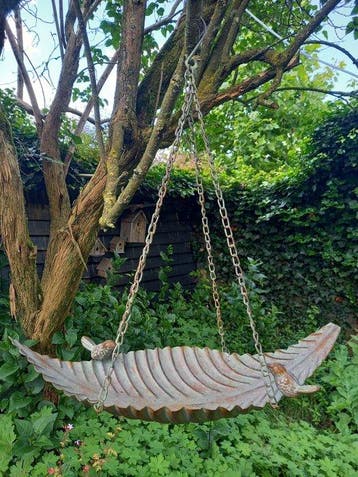Vogelbad - Voederplaats - 51 cm - metaal - Leaf shaped