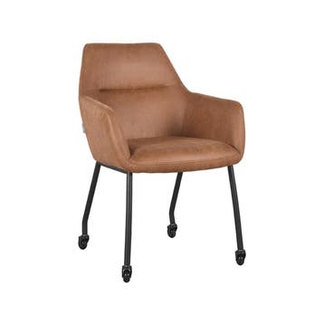 Stoel Lenny | Cognac | Micro Suede | Zwart Metalen Frame | 2, Verzenden, Nieuw in verpakking