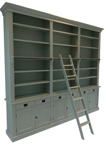 Boekenkast Engels  groen met trap Reeuwijk 300 x 260cm, Ophalen of Verzenden, Nieuw