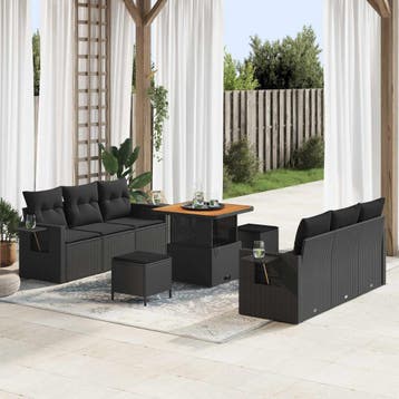vidaXL Tuin Sofa Set Zwart poly rattan, Verzenden, Nieuw, Rotan