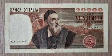 Italië. - 20.000 Lire Tiziano - 21/02/1975 - Gigante BI 77A, Postzegels en Munten