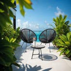 Set van 2 stoelen Santana met tafel - zwart, Verzenden, Nieuw