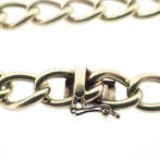 Gouden wijde gourmet schakelarmband., Sieraden, Tassen en Uiterlijk, Armbanden, Ophalen of Verzenden, Gebruikt, Overige kleuren