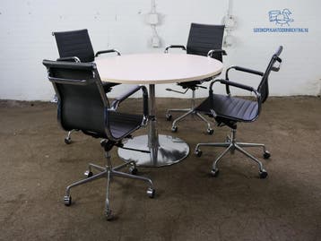 Verstelbare vergadertafel chroom frame tweedehands met kleur, Verzenden, Gebruikt