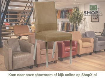 Leren eetkamerstoel Real - Vintage Taupe (taupe/bruin) -, Bruin, Nieuw, Ophalen of Verzenden, Eén