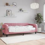 vidaXL Slaapbank met matras 90x200 cm fluweel roze, 90 cm, Eenpersoons, Verzenden, Nieuw