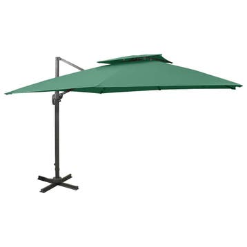 vidaXL Zweefparasol met dubbel dak 300x300 cm groen, Verzenden, Nieuw, 3 tot 4 meter, Zweefparasol