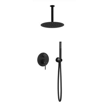 Inbouw regendouche met plafond arm 25cm douchekop mat zwart, Verzenden, Nieuw