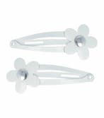 Haarspeld Klikklak 4cm - Bloem - Metaal - Wit- Set van 2, Nieuw
