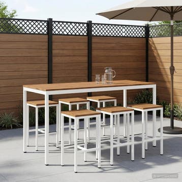 vidaXL Tuinbar Tafel NAARDEN Natuurlijk en Wit 196 x 80,5 x, Tuin en Terras, Verzenden, Nieuw