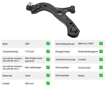 Draagarm Vooras links Buiten Toyota Corolla 1.2 (1974-1980), Verzenden, Nieuw, Toyota