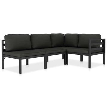 vidaXL 4-delige Loungeset met kussens aluminium antraciet, Tuin en Terras, Tuinsets en Loungesets, Verzenden, Nieuw, Loungeset