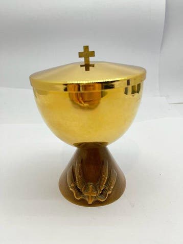 Pyxis - olijfhout, Verguld, Antiek en Kunst