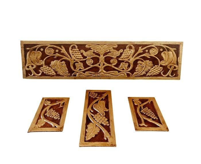 Fregi liberty - Paneel (4) - Hout - Vogels en druiven -, Antiek en Kunst, Kunst | Designobjecten
