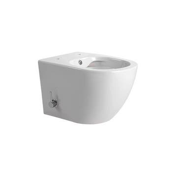 Wandcloset Darlo met bidet koud/warm en toiletbril, wit, Doe-het-zelf en Verbouw, Sanitair, Verzenden, Nieuw, Steen, Toilet