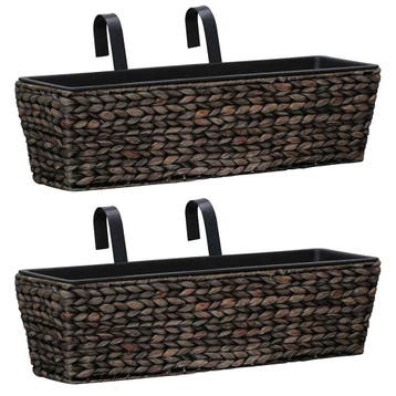 vidaXL Plantenbakken 2 st waterhyacint bruin, Overige materialen, Minder dan 30 cm, Verzenden, Nieuw